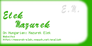 elek mazurek business card